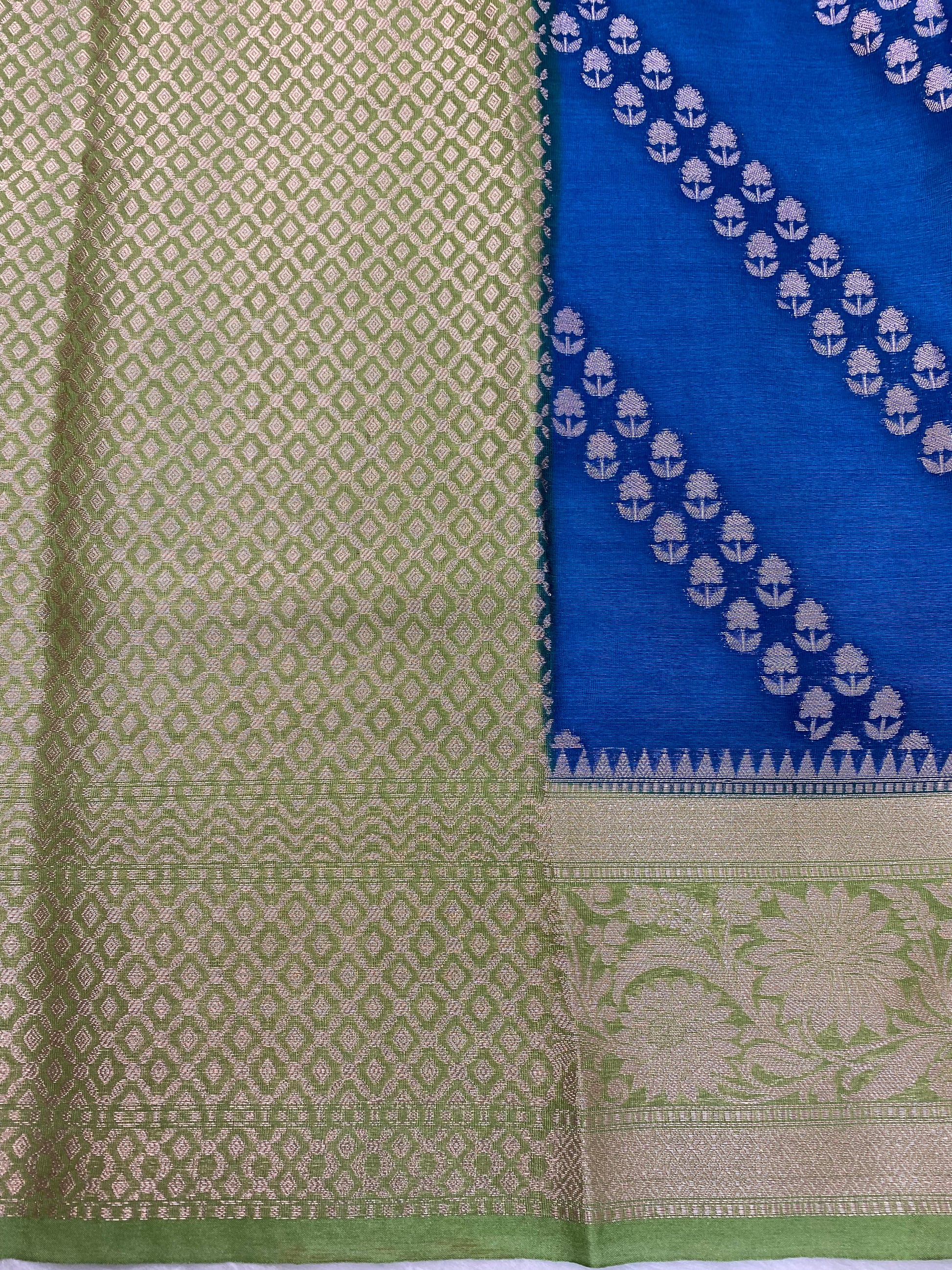 Jerman Blue crepe Silk Banarasi Saree