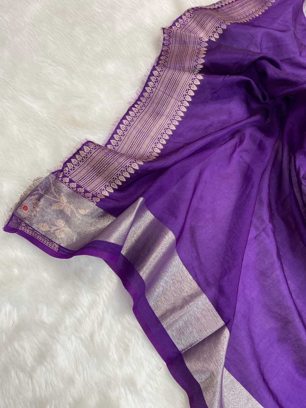 Purple Viscose Cotton Banarasi Saree