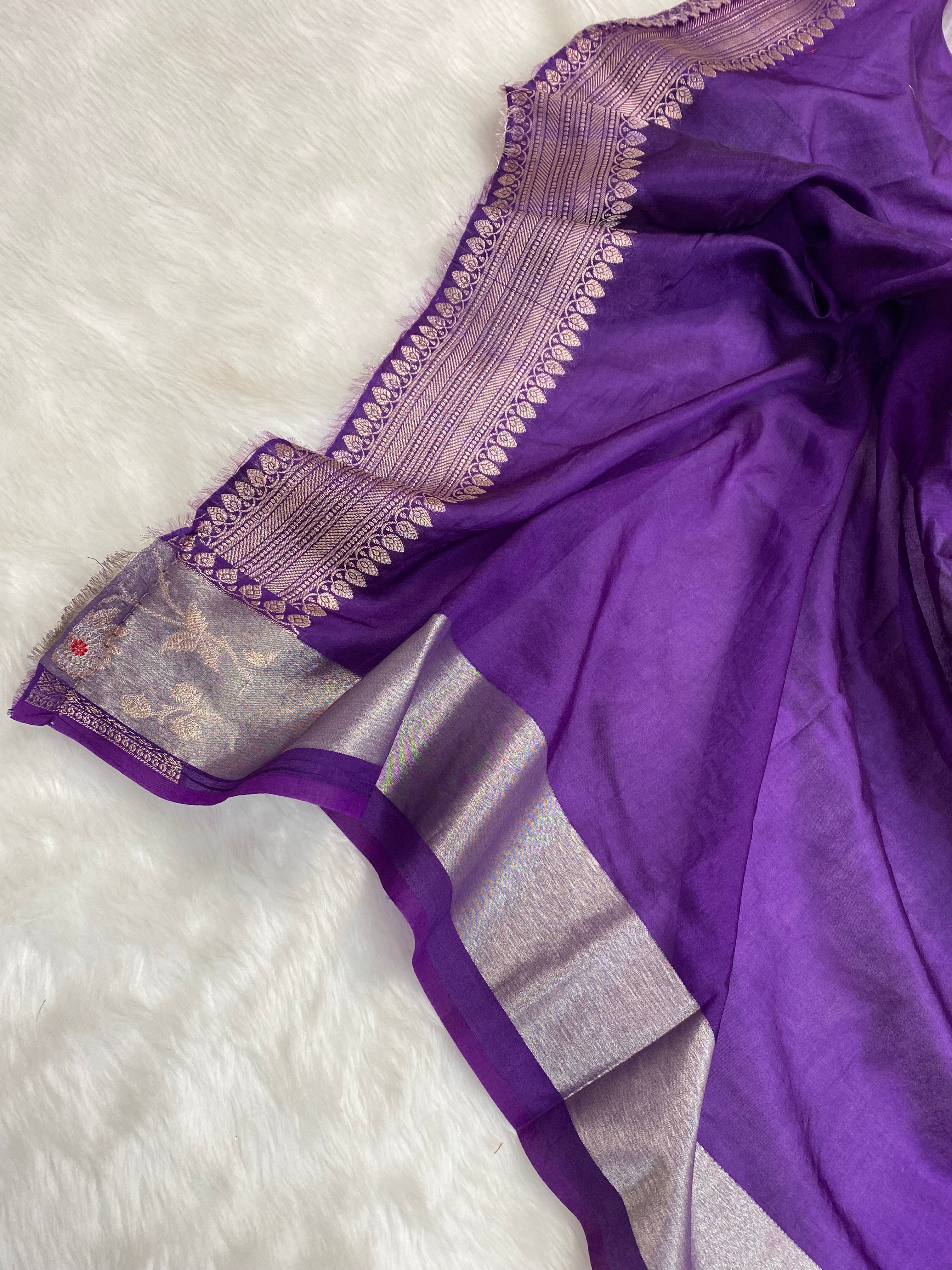 Purple Raw Mango Banarasi Saree