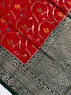 Red monga Silk minakari Banarasi Saree