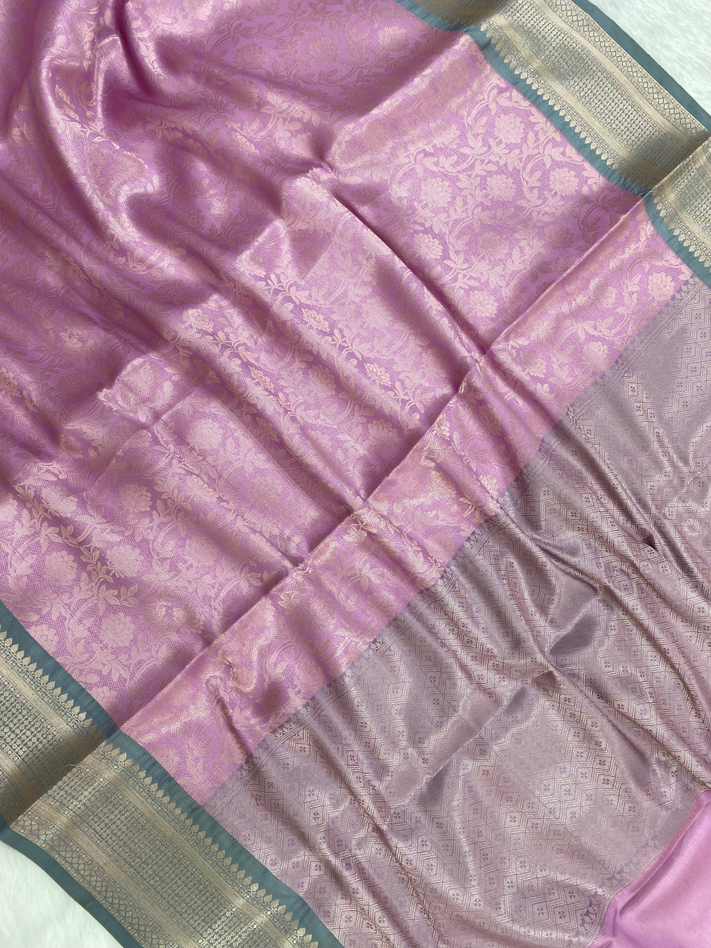 Pink Kubera Pattu Tissue Silk Banarasi Saree