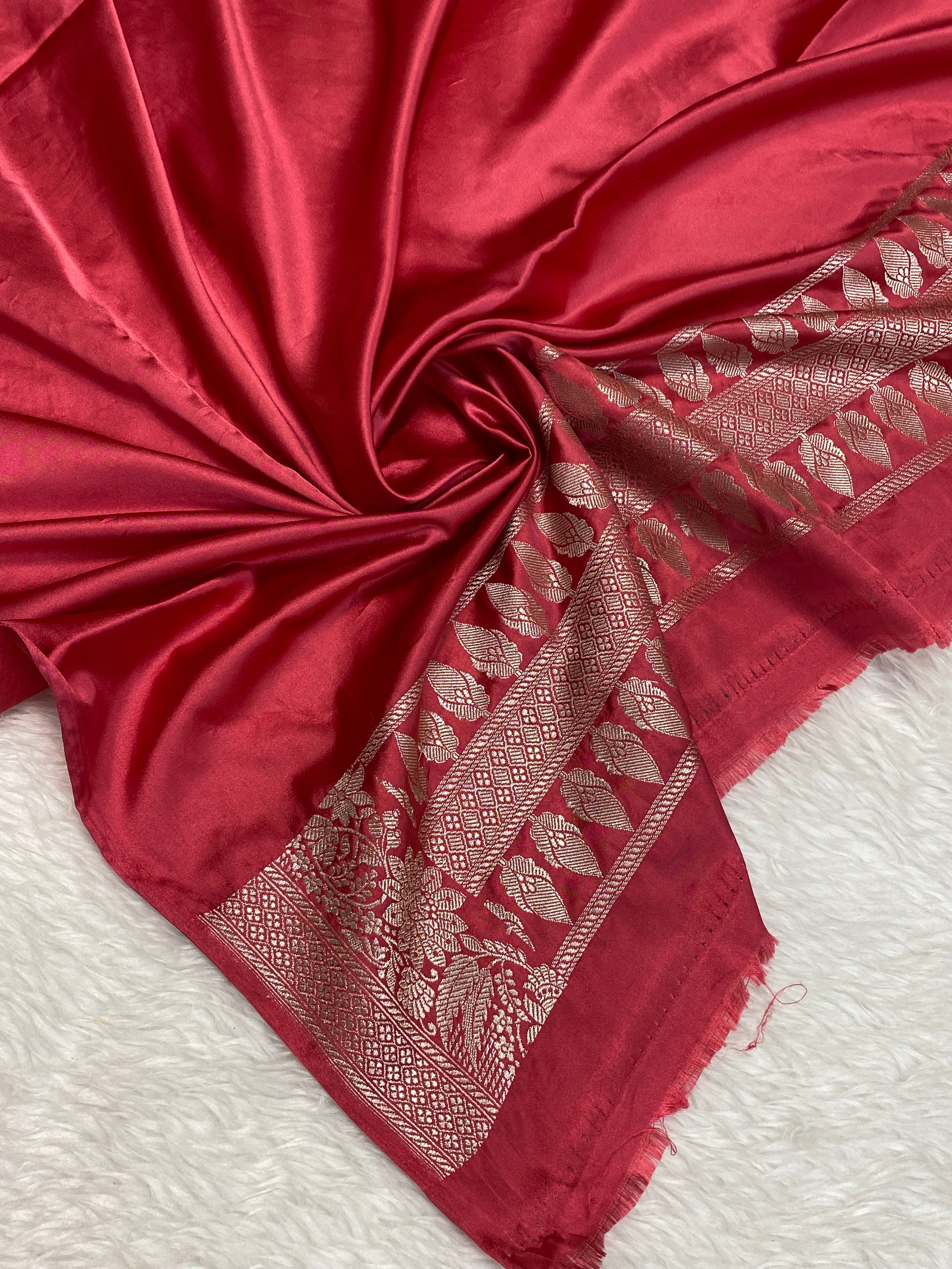 Light peach mashru silk banarasi saree