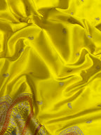 Light yellow mashru silk banarasi saree