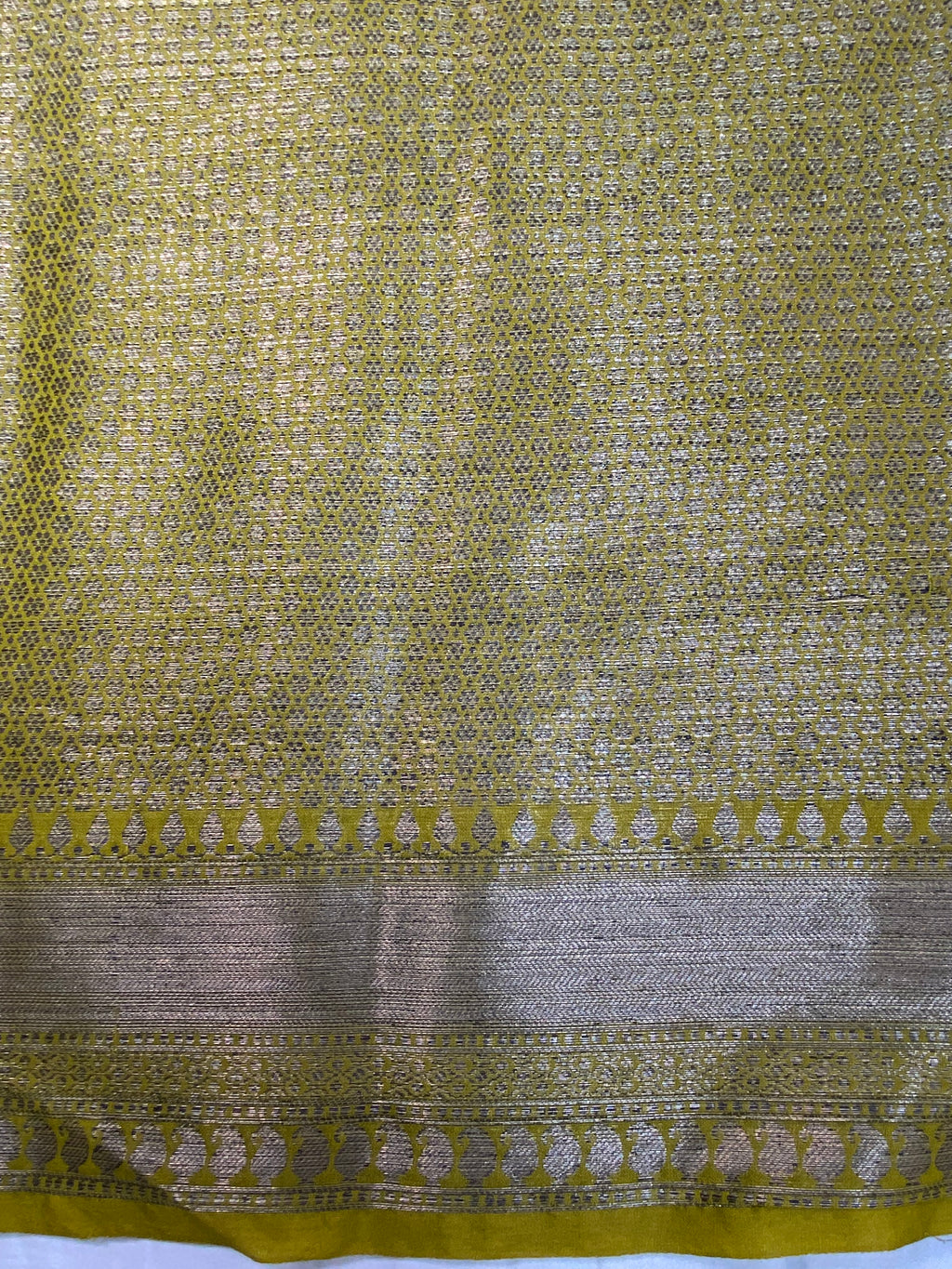 Olive Green Georgette Saree with Antique Zari Border