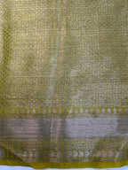 Olive Green Georgette Saree with Antique Zari Border