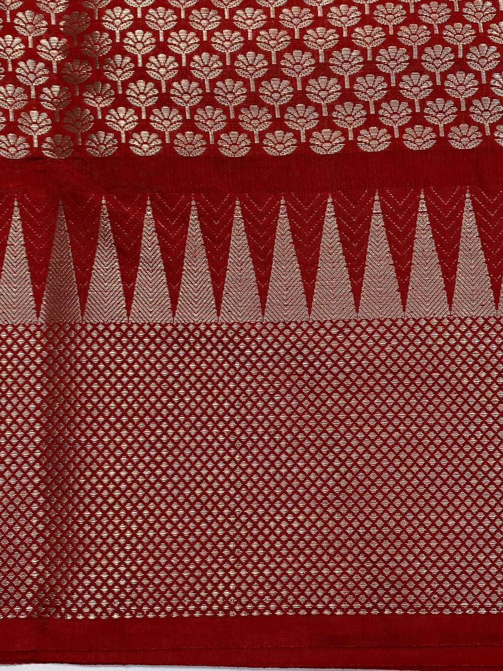 Red Row Mango Border Buta Banarasi Saree with Golden Zari