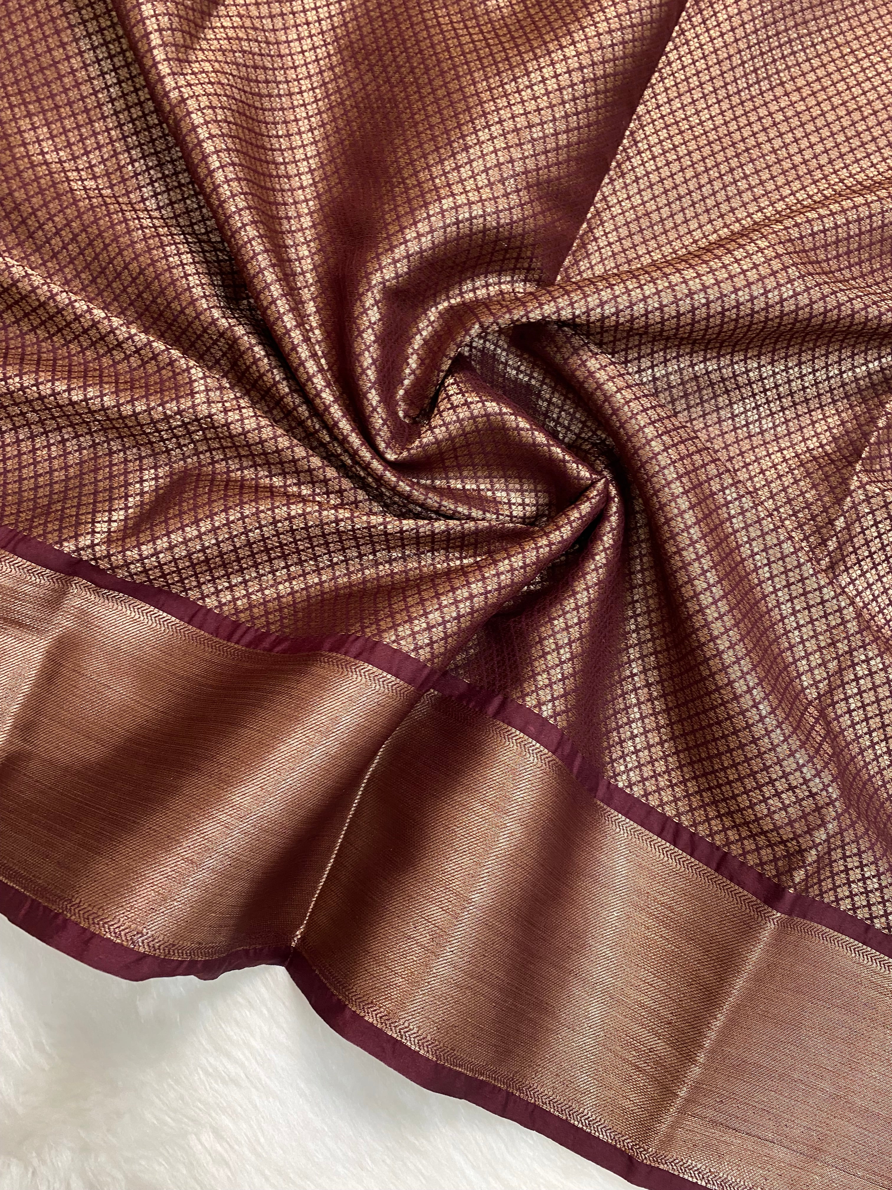 Wine gorgette silk banarasi saree