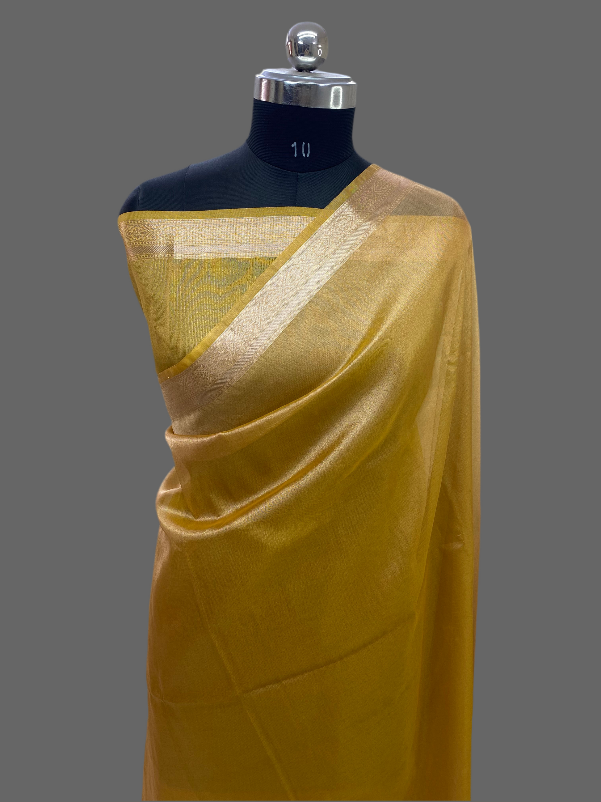 Lemon Yellow Tissue Silk Banarasi Saree