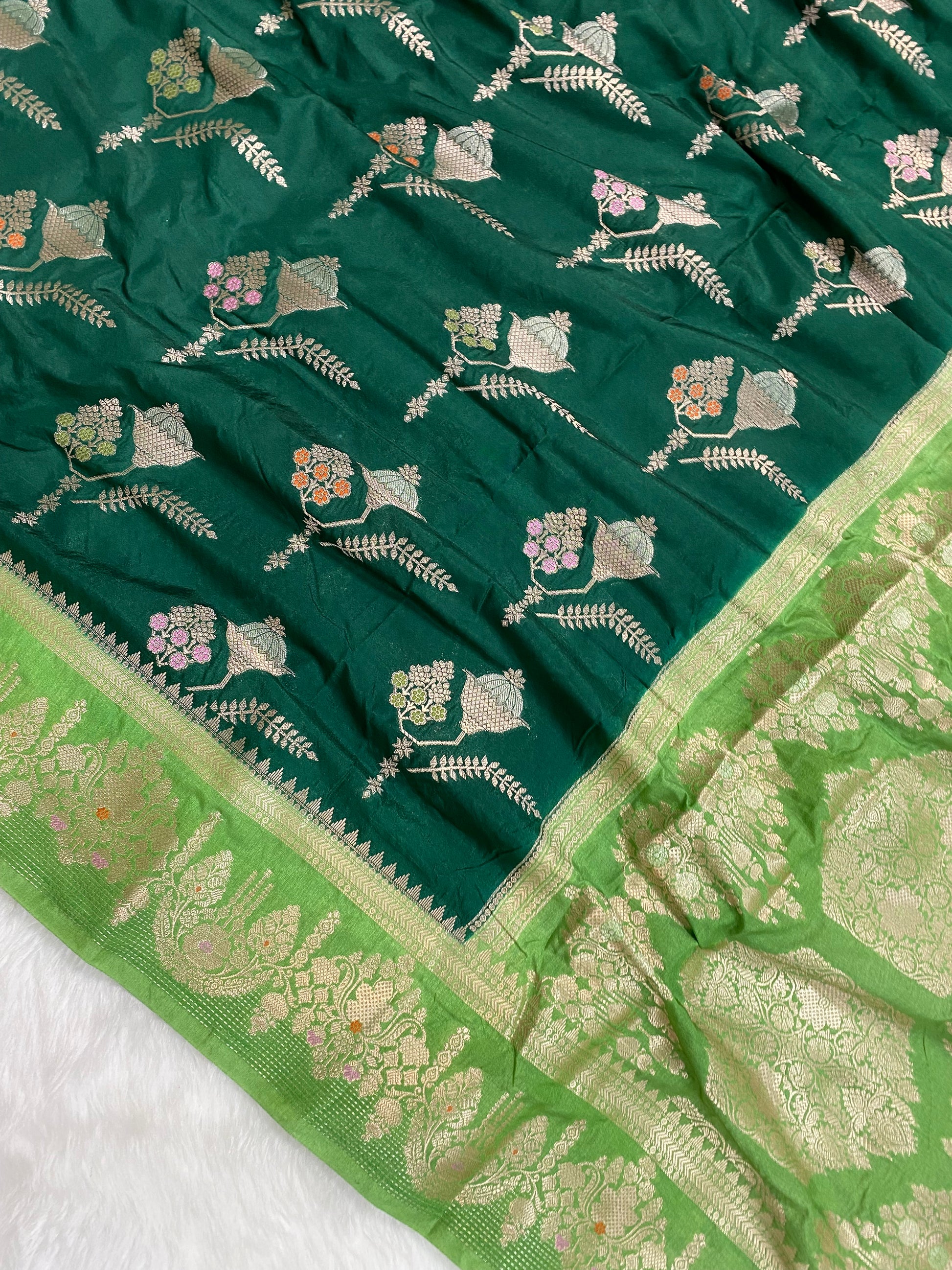 Green Katan Silk Banarasi Saree
