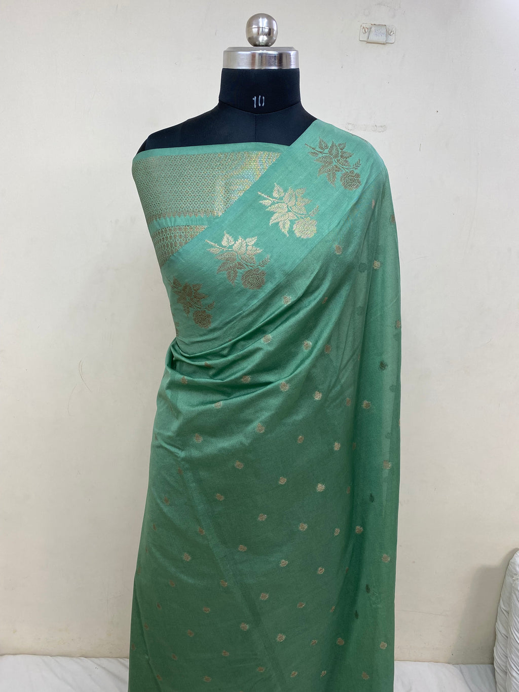 Sea Green Semi Georgette Banarasi Saree