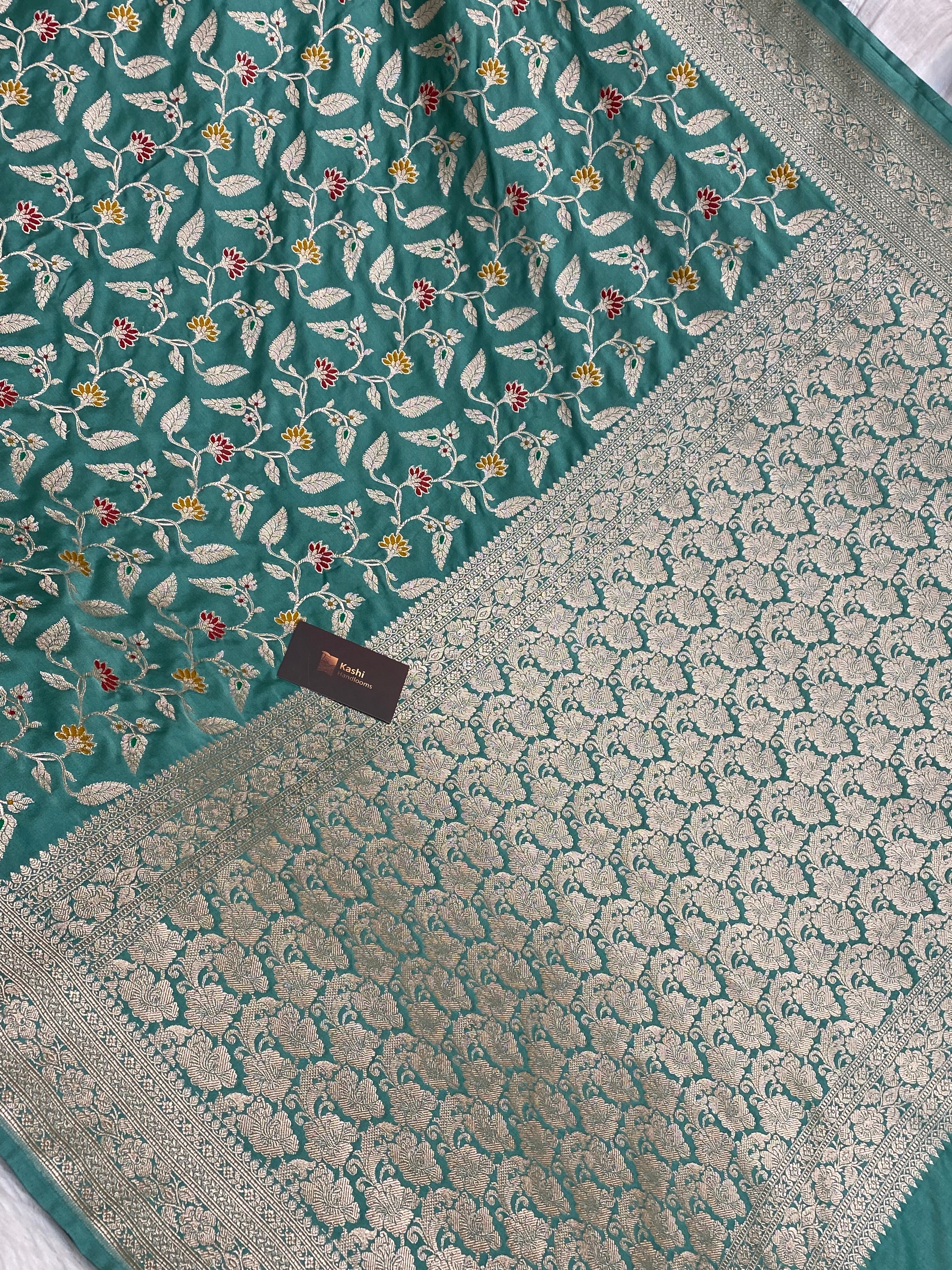 Sea Green Mashru Silk Banarasi Saree