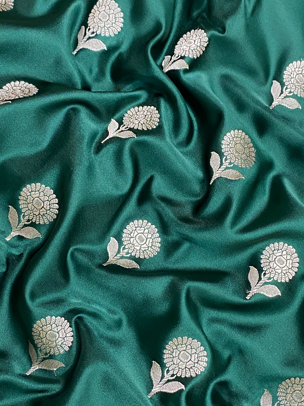 Bottle green mashru silk banarasi saree