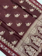 Wine semi Raw Mango Banarasi Saree