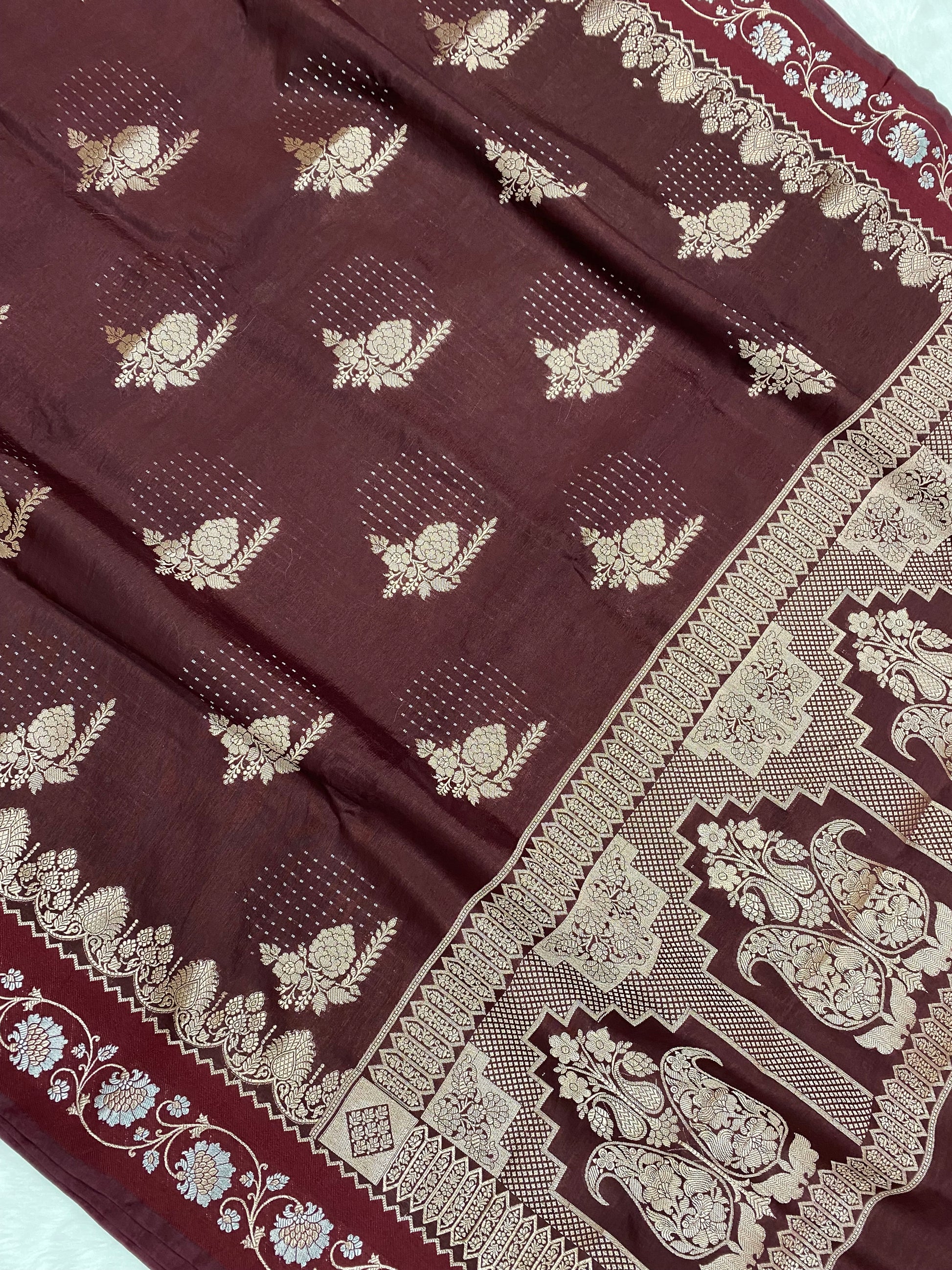 Wine Viscose Banarasi Saree