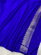 Royal blue mashru silk (A)+grade  Banarasi saree