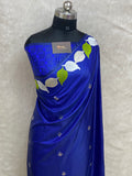 Blue color mashru silk banarasi saree