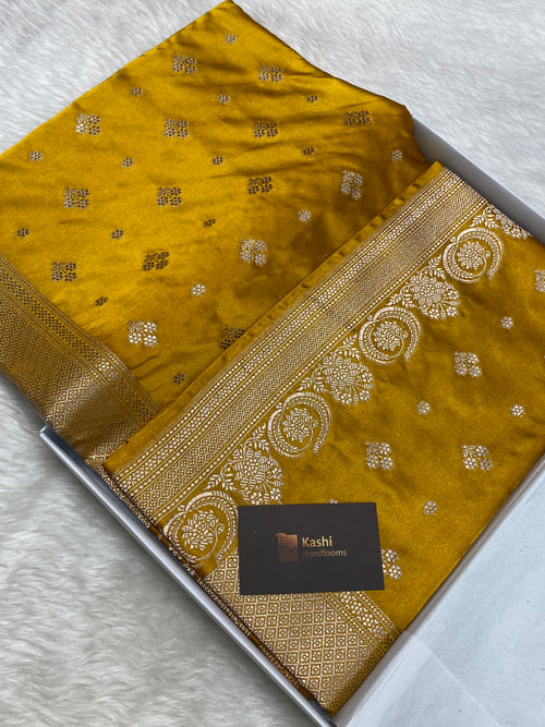 Musturd colour mashru silk banarasi saree