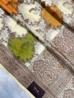 Off white Warm silk rangkat Banarasi saree