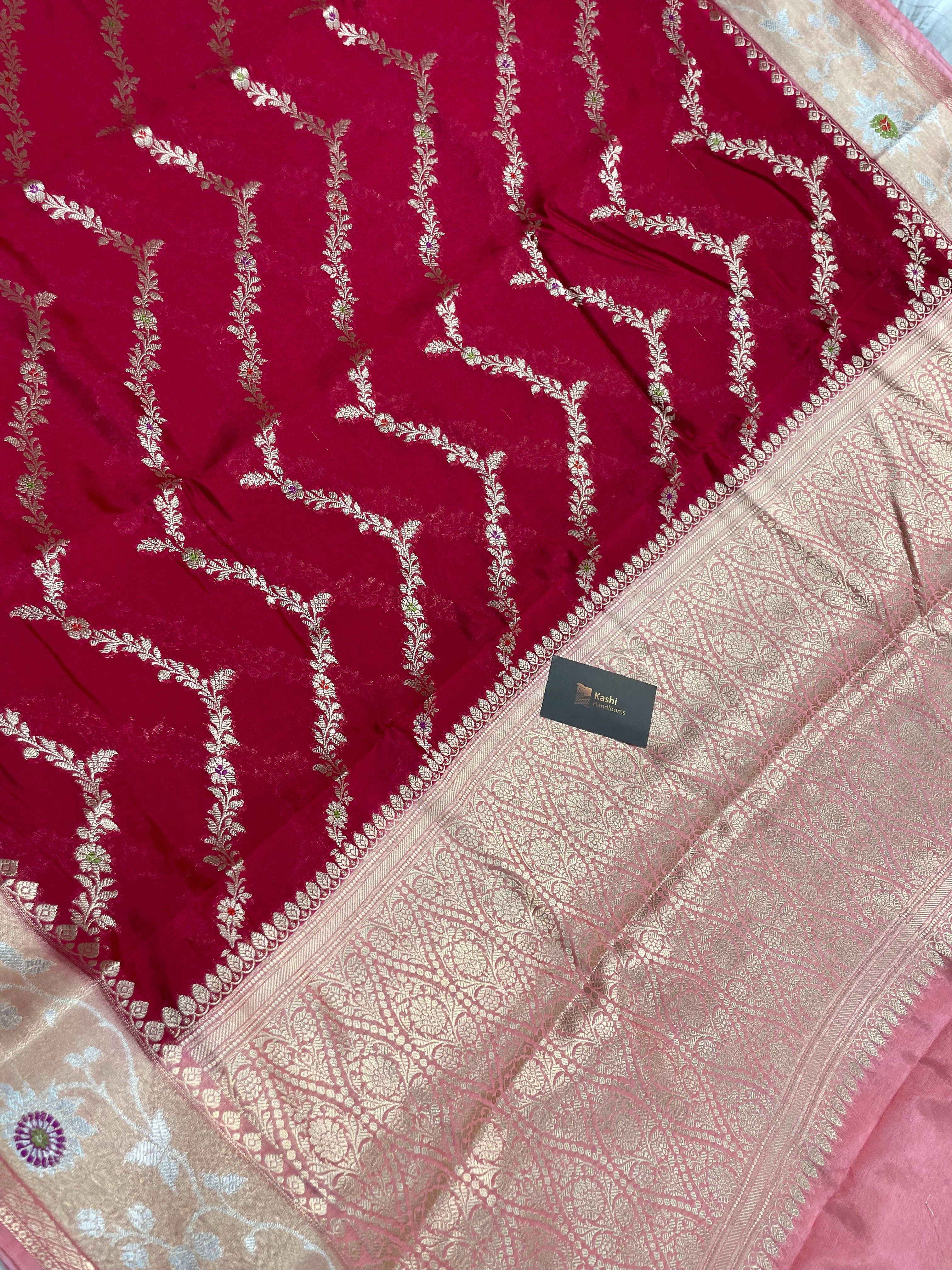 Cherry Rani viscose Raw mango Banarasi saree