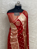 Red semi rao mango tissue Banarasi saree