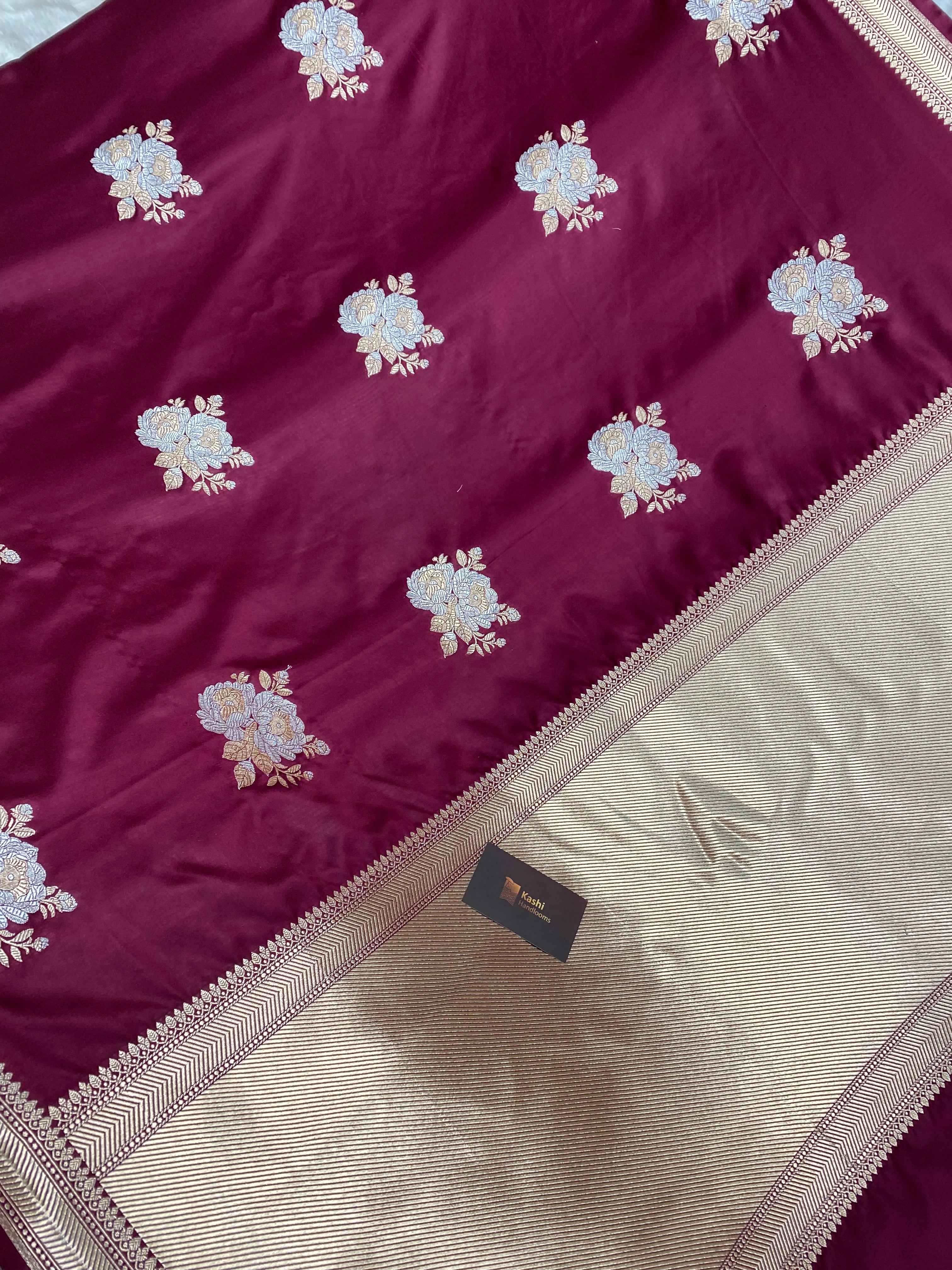Wine mashru silk banarasi saree
