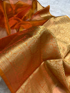 Premium orange colour tissue silk Banarasi saree