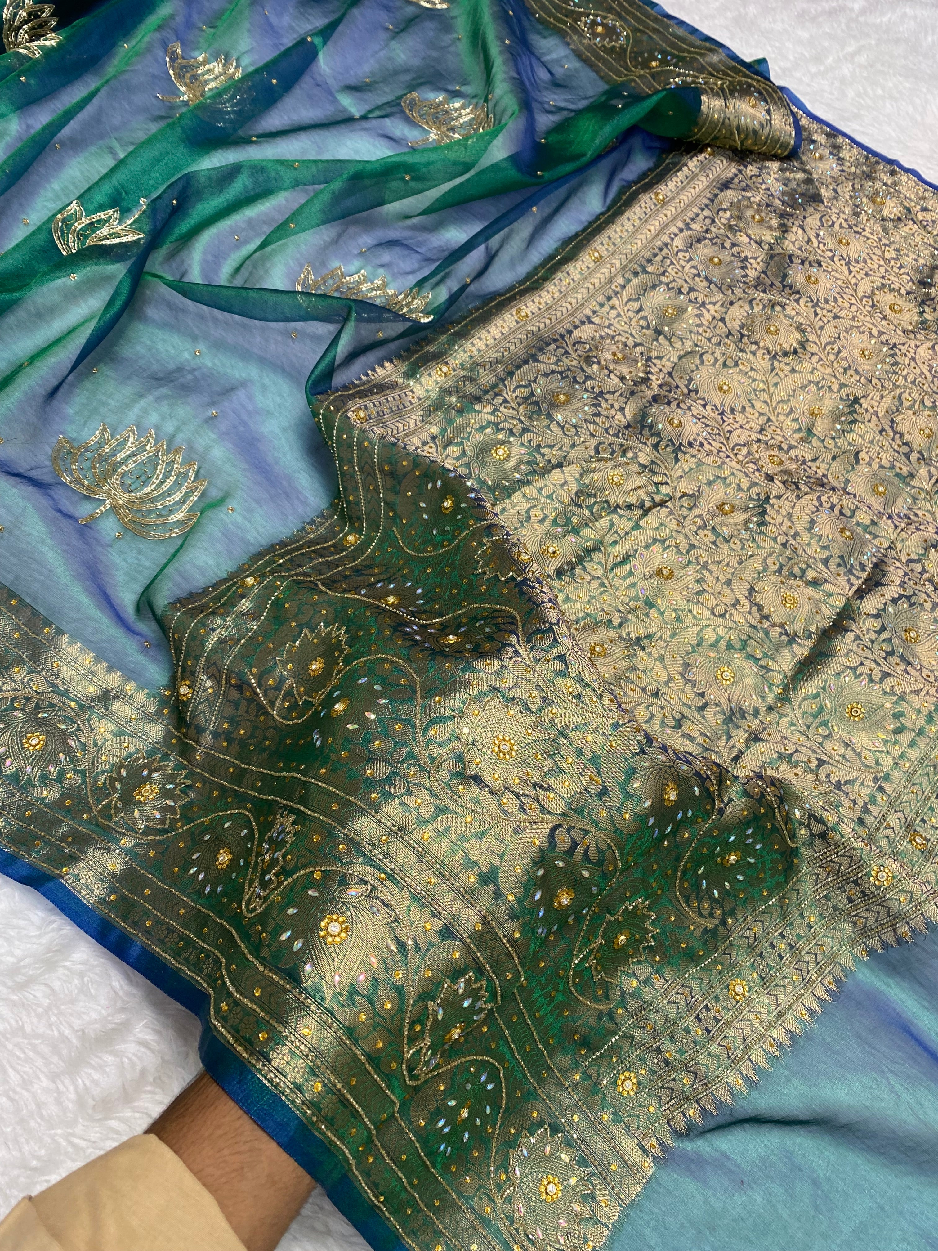 New Tissue Banarasi Saree with Beautiful Handwork ✨