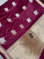 Wine mashru silk banarasi saree