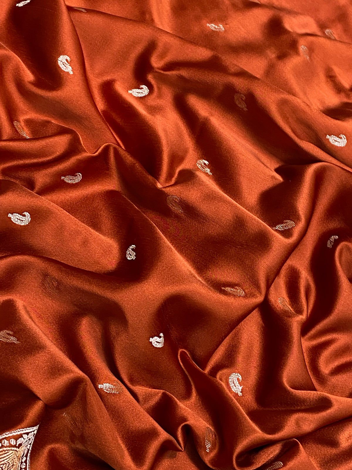 Rust mashru silk banarasi saree