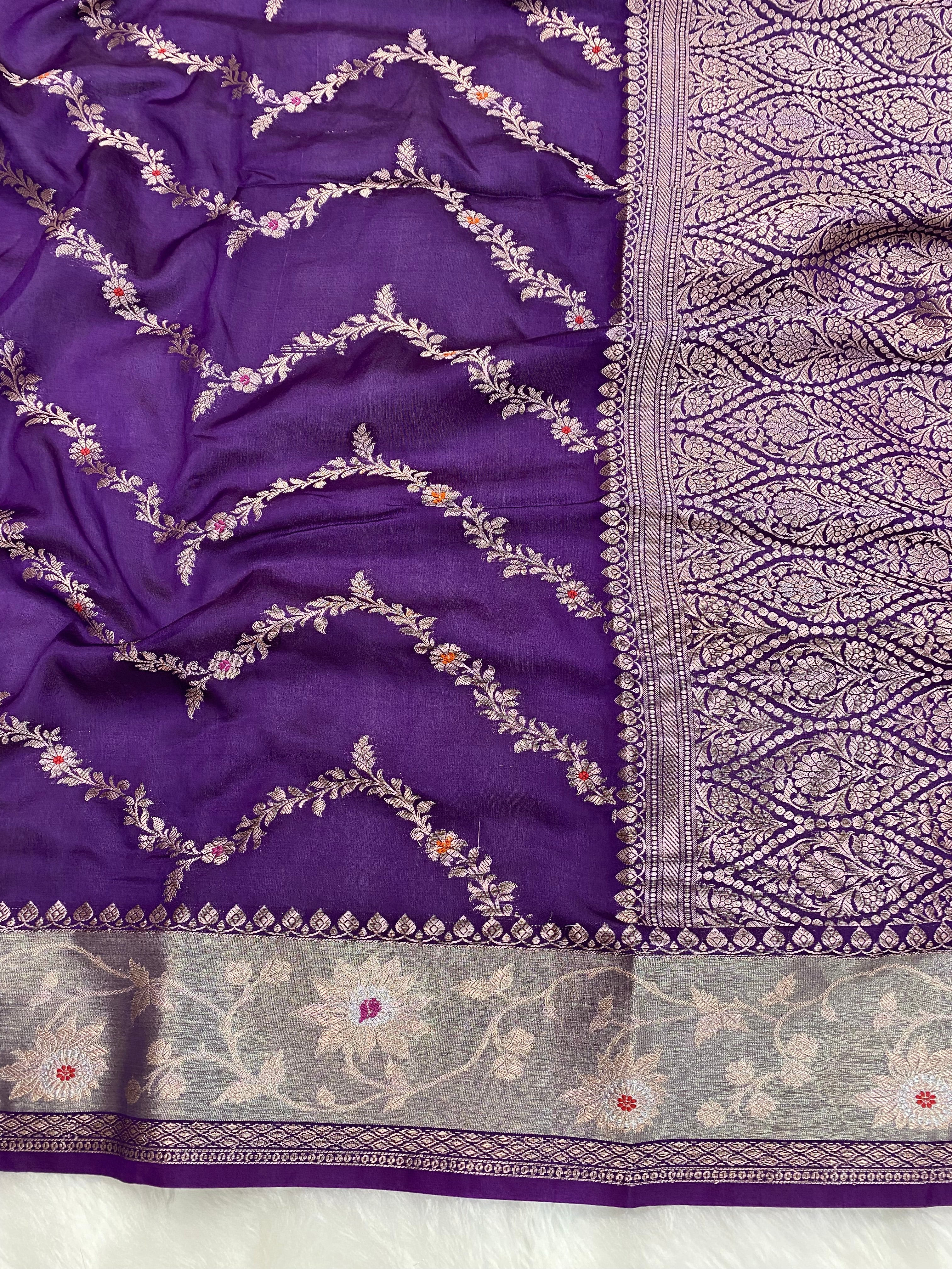 Purple Raw Mango Banarasi Saree