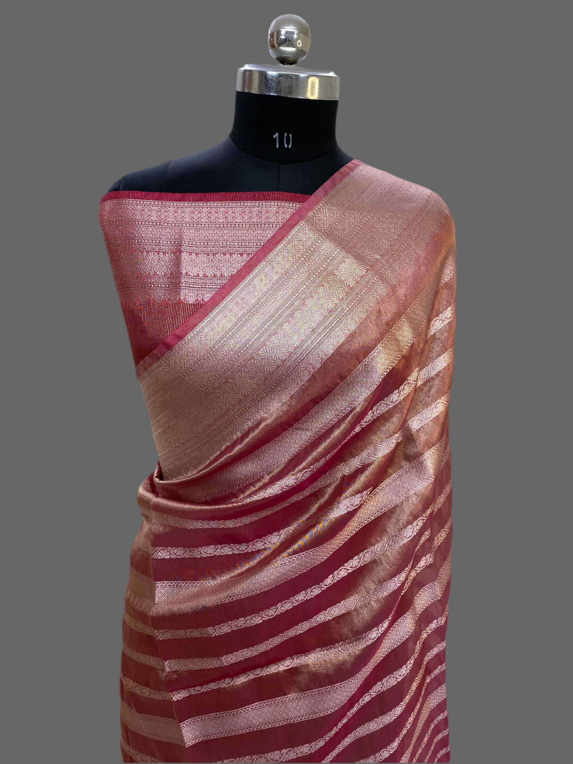 Dark Pink Tissue Silk Banarasi Saree
