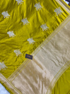 Lime mustards colour mashru silk banarasi saree