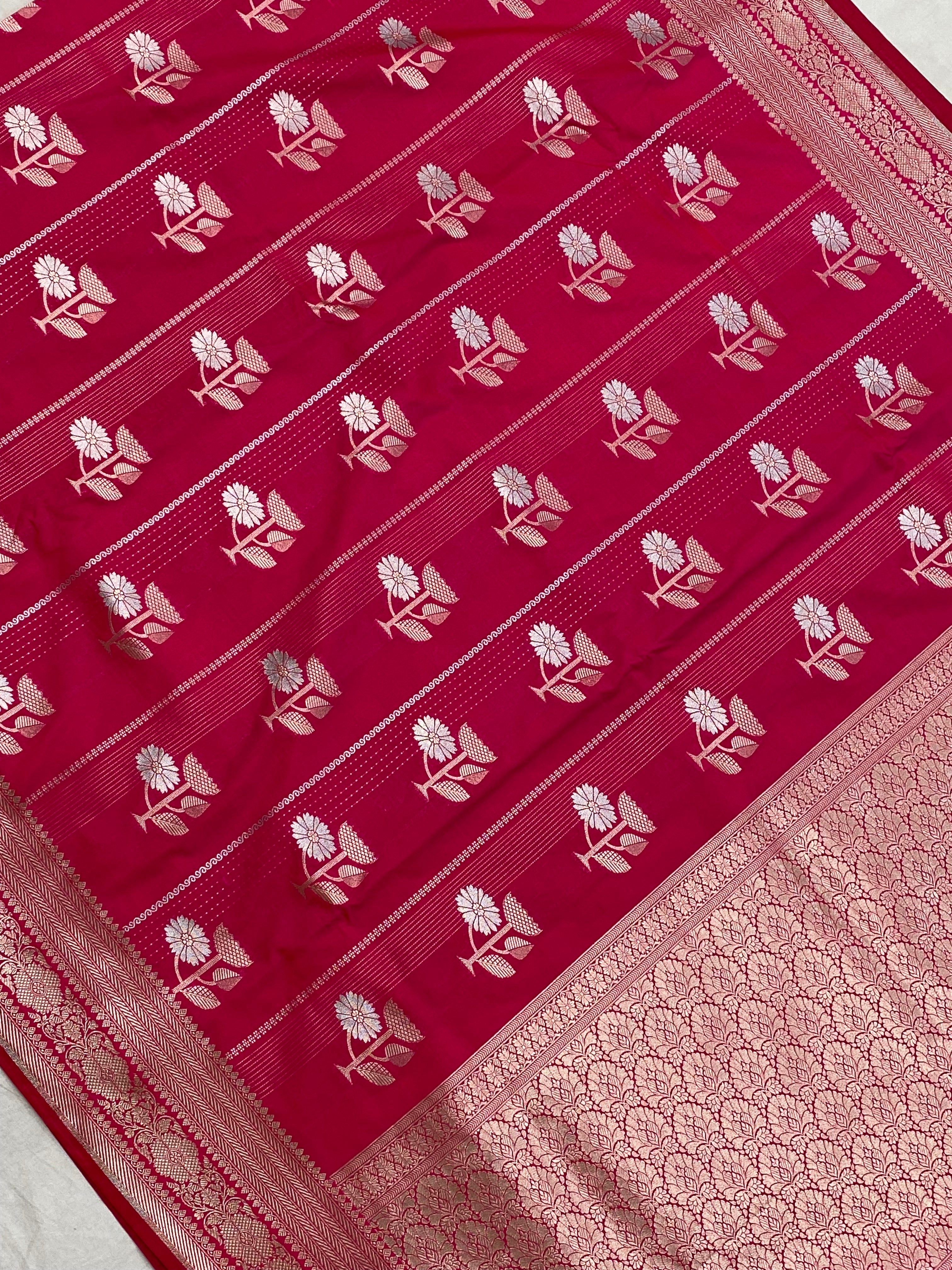 Elegant Green Banarasi Saree with Floral Zari Work