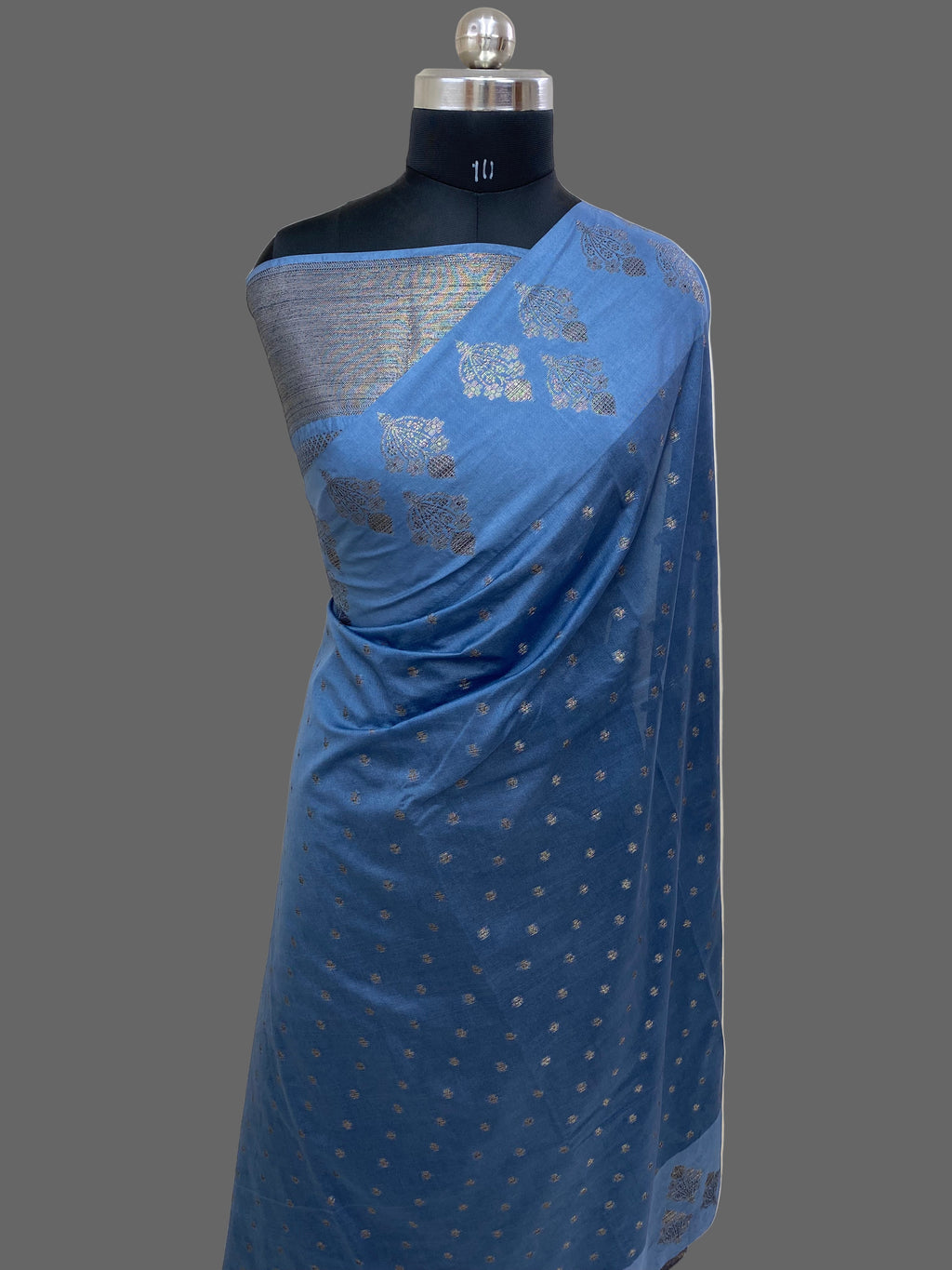 Steel Grey Semi Georgette Banarasi Saree