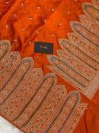 Fanta colour masru silk Banarasi saree with minakri border