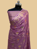 Dark pink monga Silk Banarasi saree