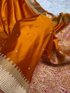 Musturd colour mashru silk banarasi saree