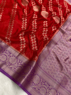 Red crepe Silk Banarasi Saree