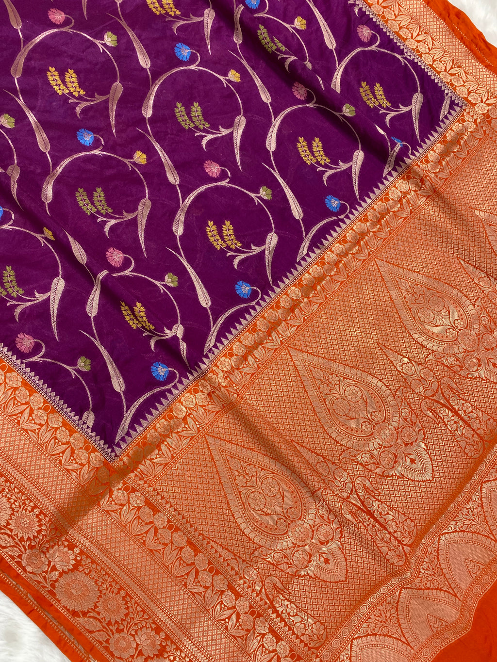 Magenta Katan Silk Banarasi Saree