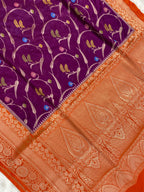 Magenta monga silk minakari Banarasi Saree
