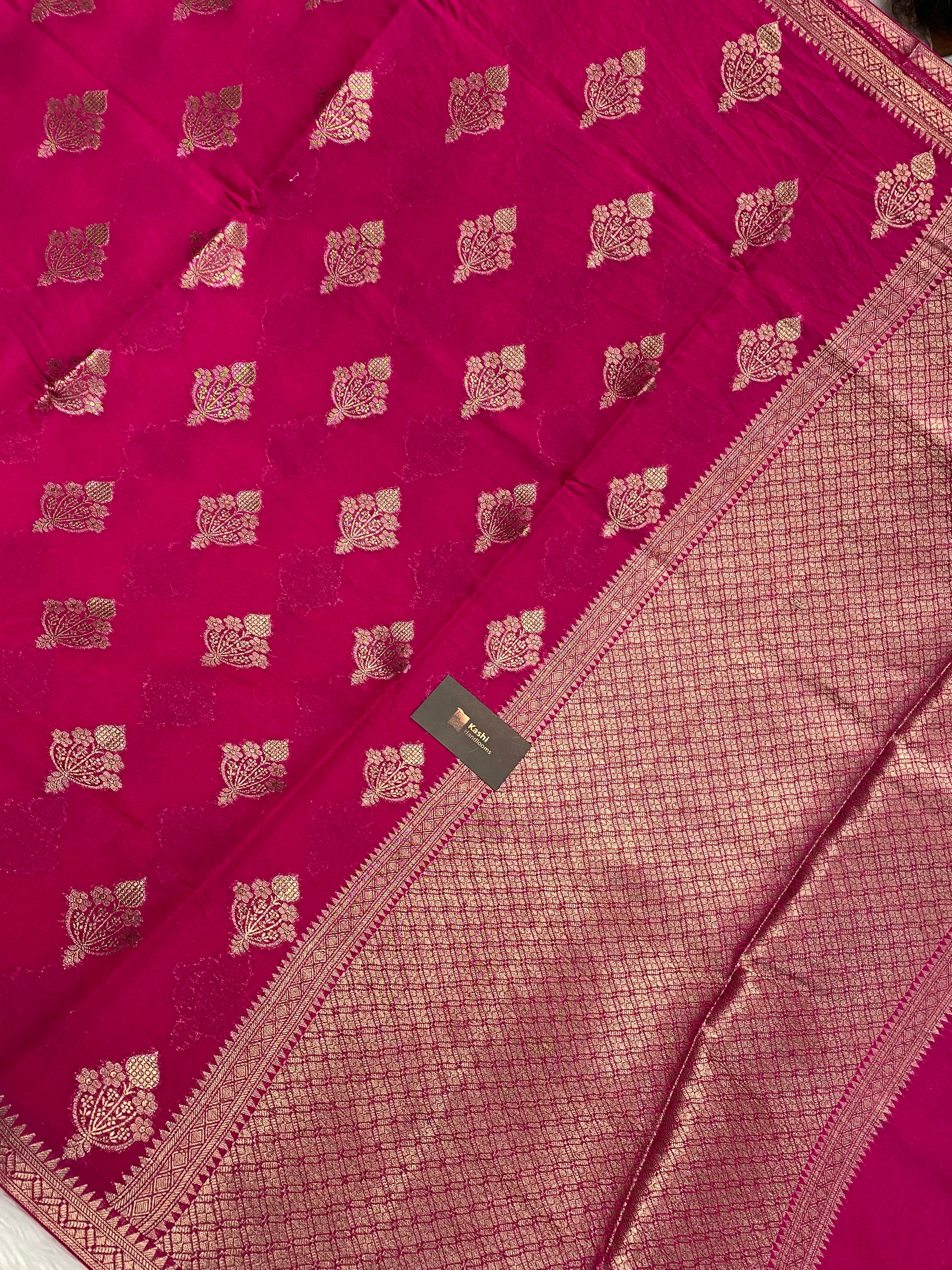 Rani colour semi Georgette Banarasi sarees