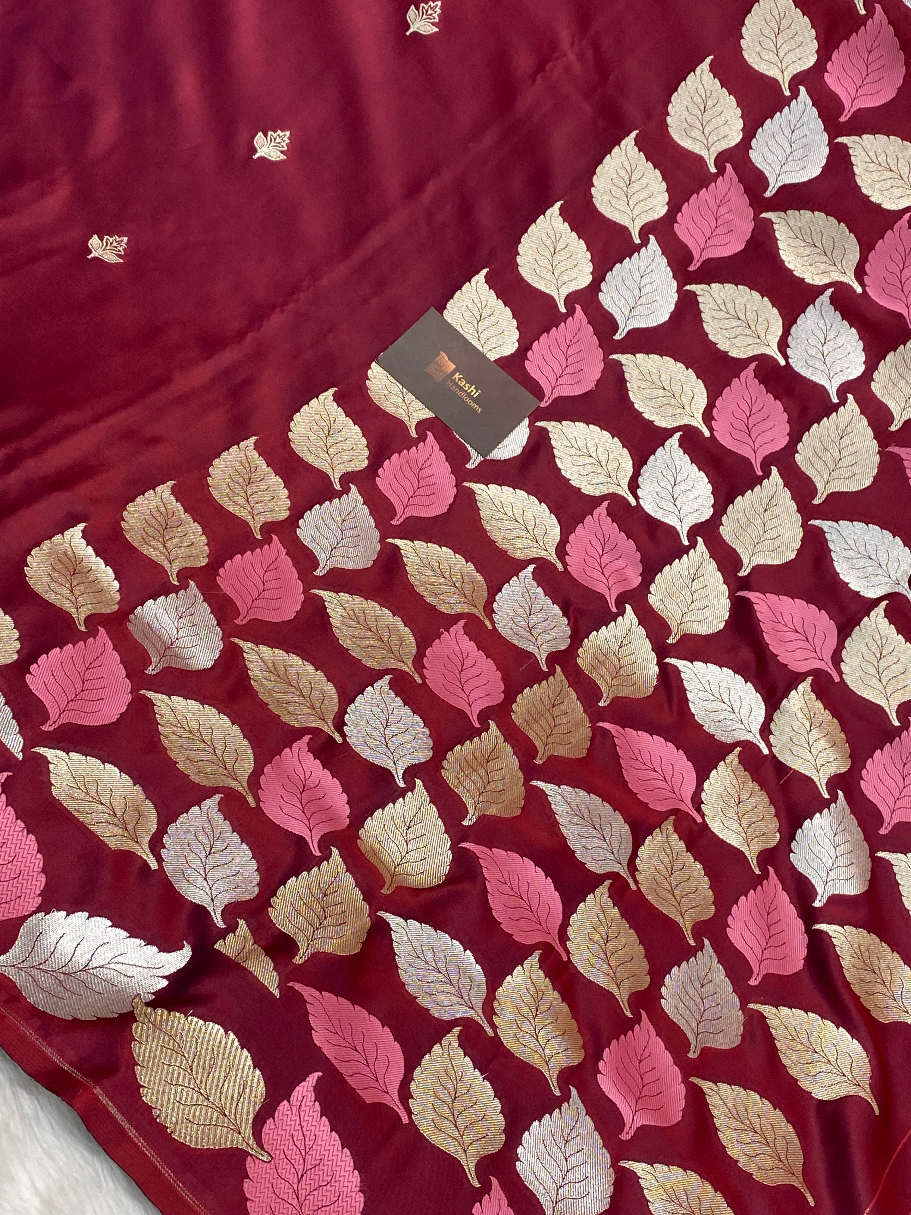 Wine Mashru Silk Banarasi Saree