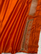 Fanta colour masru silk Banarasi saree with minakri border