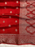 Red mul cotton Banarasi Saree