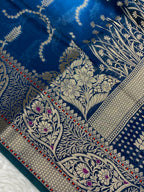Semi Raw Mango 3D color Banarasi Saree |Very Light Weight