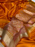 Musturd colour mashru silk banarasi saree