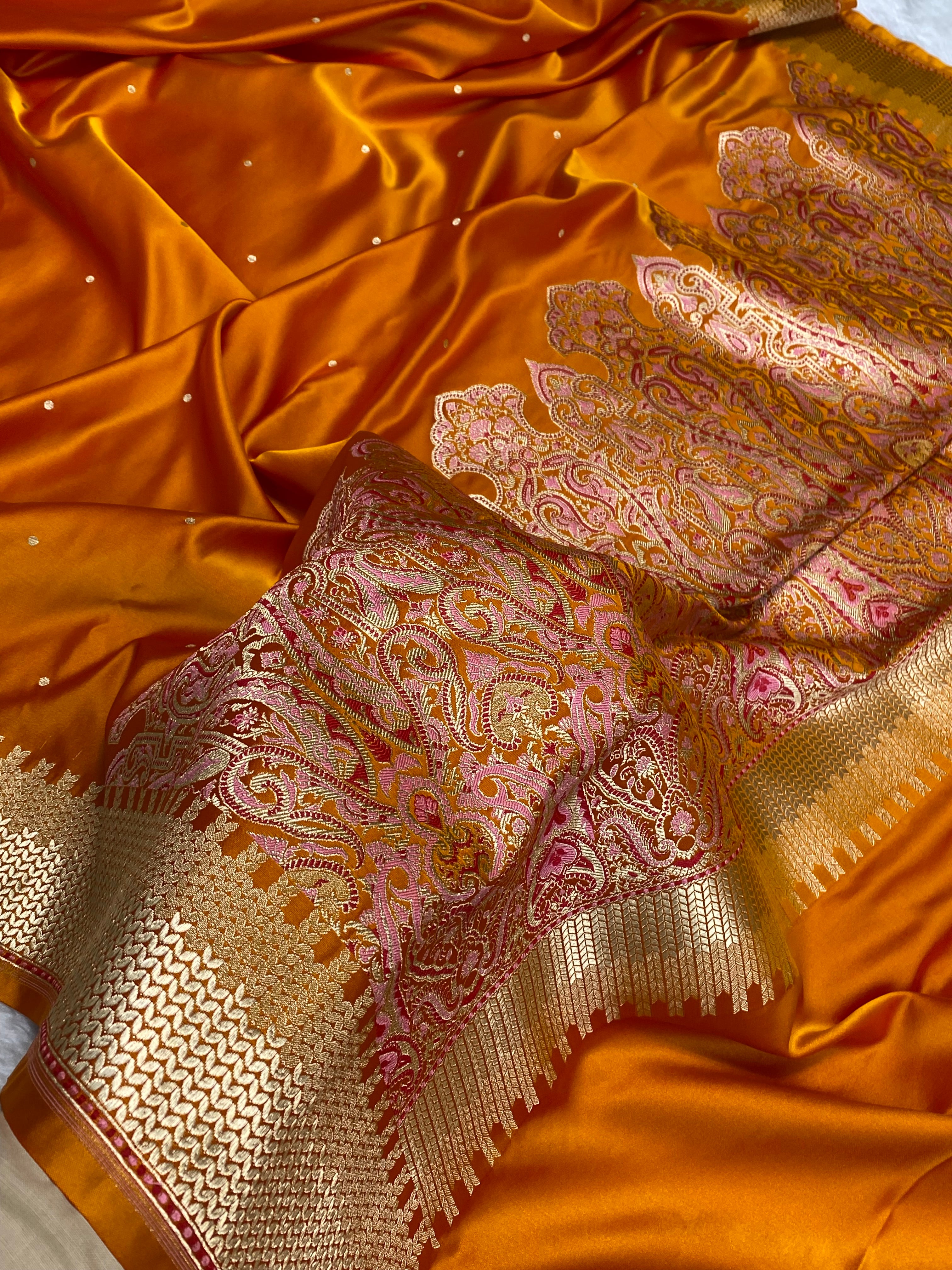 Musturd colour mashru silk banarasi saree