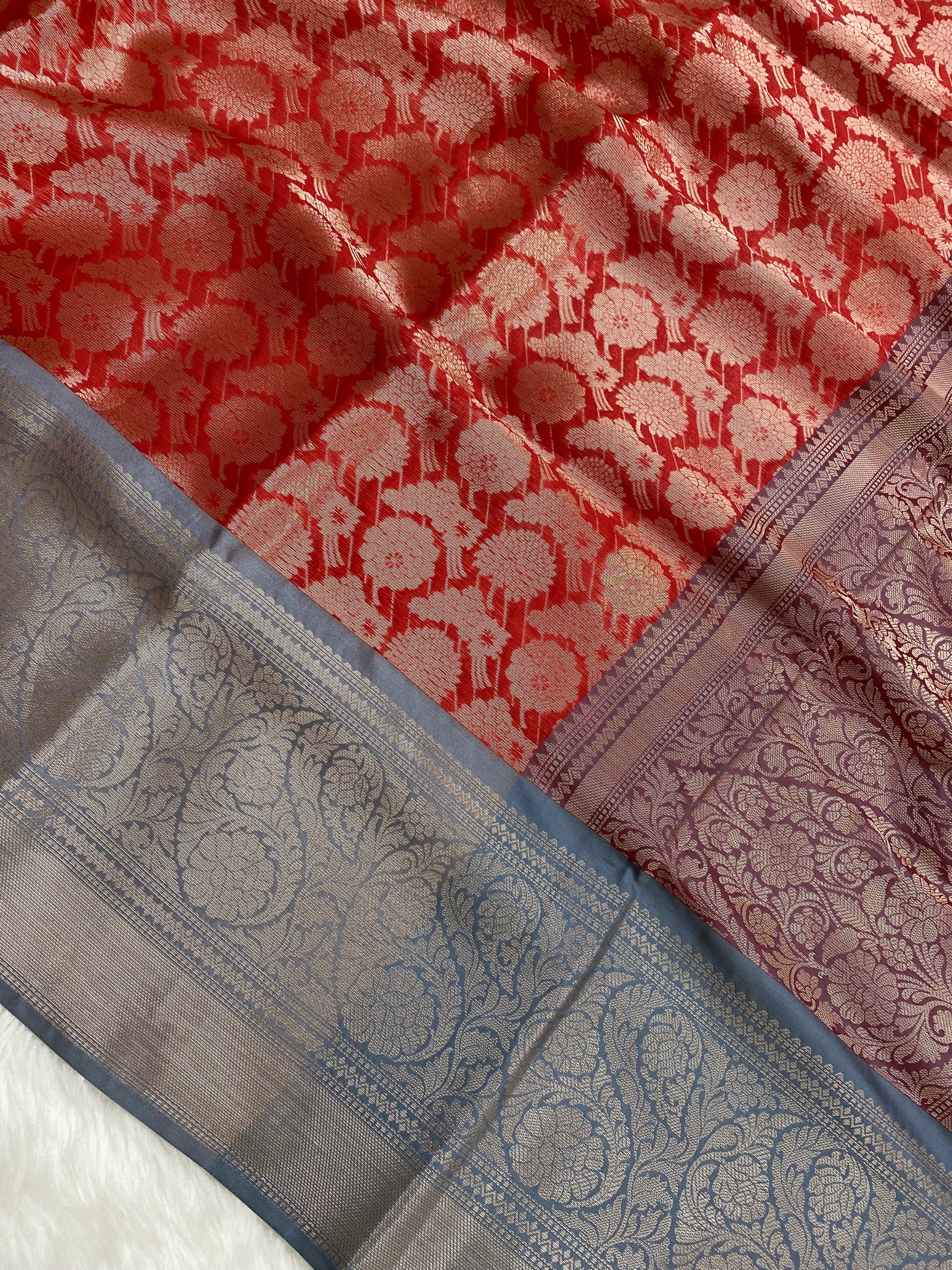 Red Tissue Silk Banarasi Saree