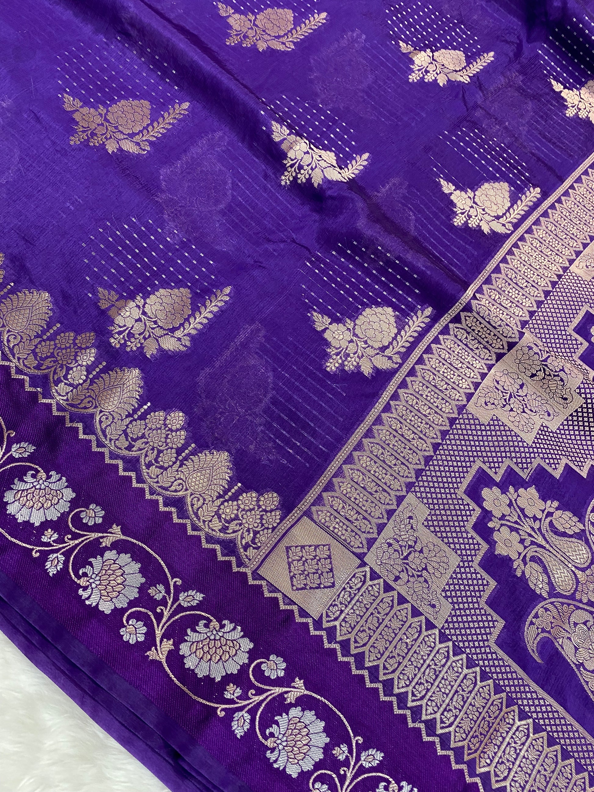 Purple Viscose Banarasi Saree