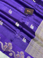 Purple 100% pure Viscose silk banarasi saree